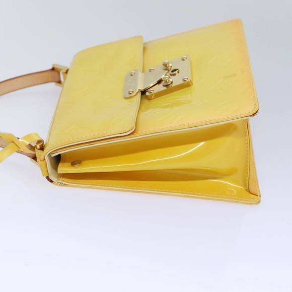 LOUIS VUITTON Monogram Vernis Spring Street Bag Lime Yellow M91068 Auth 86715 - Picture 4 of 16